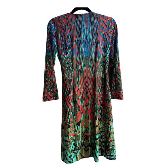 BCBG Adele Wrap Dress Size Small - Multicolor Abstract Print, Long Sleeve, NWT - Picture 2 of 15